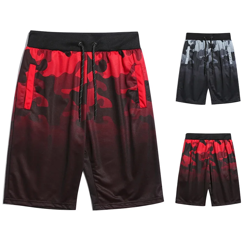 

Plus Size Casual Shorts Men Summer Loose Sportswear Gradient Camouflage Printed Mens Tousers Running Activewear Breathable Youth