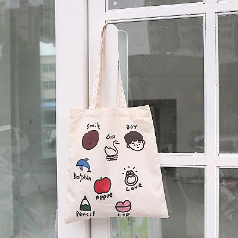 

New Fashion Reusable Shopping Bag Women Handbag Foldable Tote Bag Daily Use Casual Canvas Bag Shoulder bag