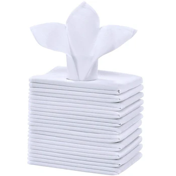 

12Pcs Cotton Restaurant Dinner Cloth Satin White 50X50cm High-End Hotel Napkin