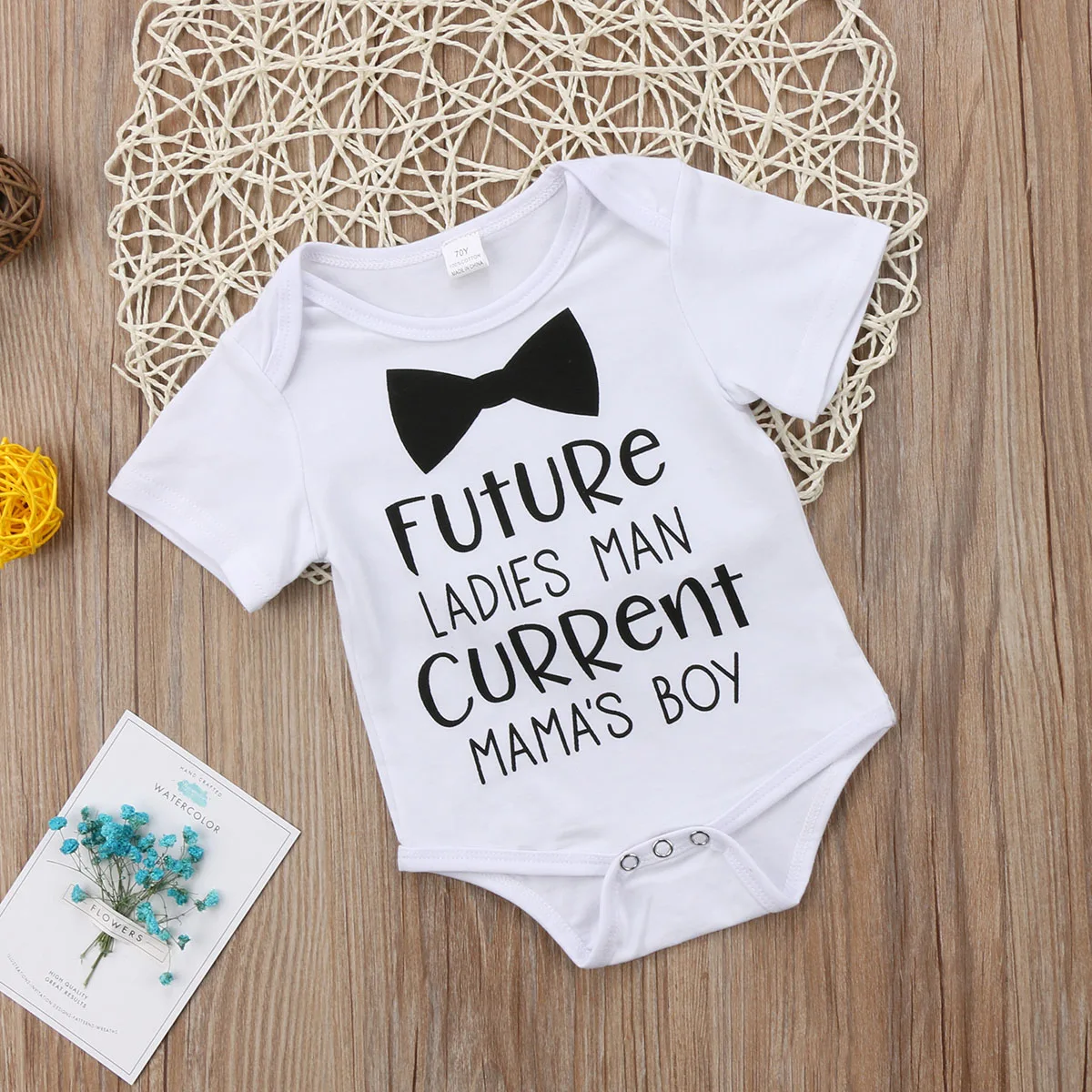 future ladies man current mama's boy Print short sleeve Bodysuit for Baby Boy