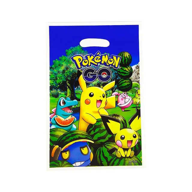 Pokemon Birthday Party Decorations Pikachu Foil Balloons Disposable Tableware Plate Napkin Backdrop For Kids Boy Party Supplies Gift bag 10pcs