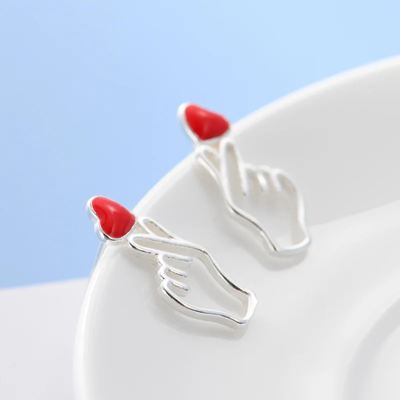 Lidavi 925 Стерлинговое Серебро тремелла Гвоздь Простой знак, чем любовь серьги Сладкая девушка японские и корейские ювелирные изделия VES6233