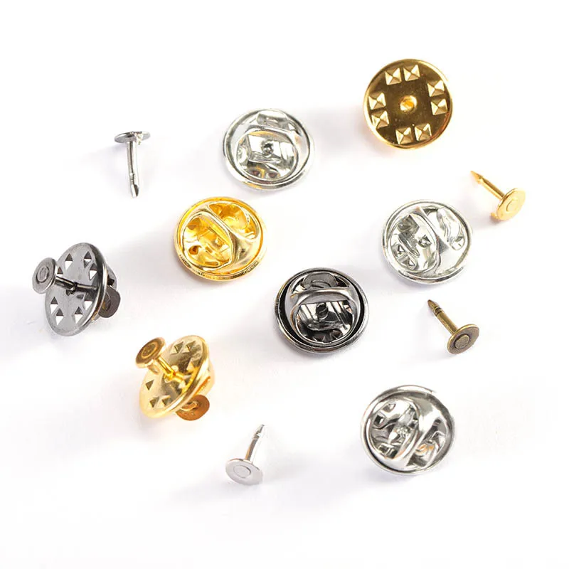 50Sets Pins Caps Button Butterfly Clasp Pin Back Squeeze Badge Holder Brooch Clutch Nail Tie Stoppers for DIY Jewelry Findings