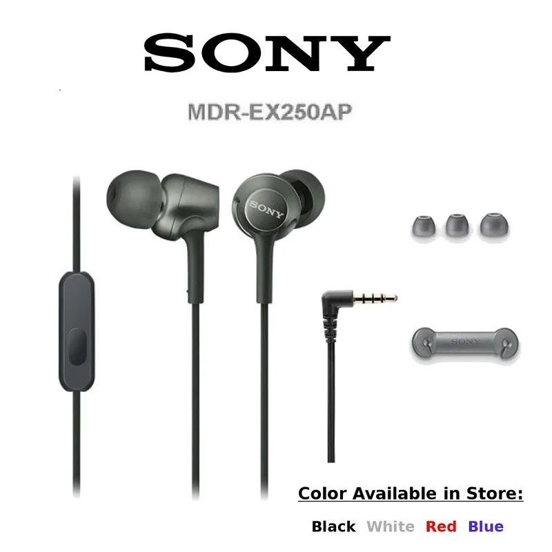 100 Original SONY MDR EX255AP Headphones 3 5mm Wired Earbuds Music Earphone Smart Phone Headset Hands free with Mic In Ear Contr