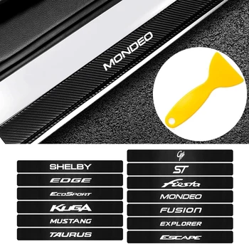 

4Pcs Waterproof threshold Car door Carbon Fiber Sticker Protective for Ford Fiesta EcoSport Mondeo Escape Edge TAURUS Ghia ST