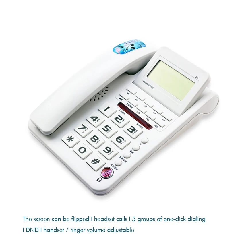 Проводной стационарный телефон с двойной системой DTMF/FSK, голосовая Подкачка, Определитель номера, громкая связь, блок вызовов, регулируемый экран для офиса - Цвет: 607 white