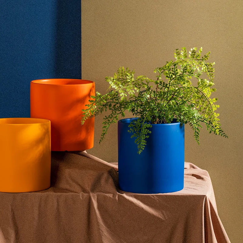 

1pc New Colorful Ceramic Flower Pot Home Plant Cultivation Indoor Pot Plant Holder With Hole in the Bottom No Tray