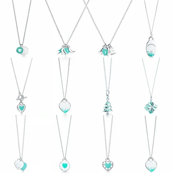 

01 XL TFB Original 925 Pure Silver Charming Simple Elegant Lady Necklace Love Tree Gift Box Shape DIY Titanium Necklace Gift.