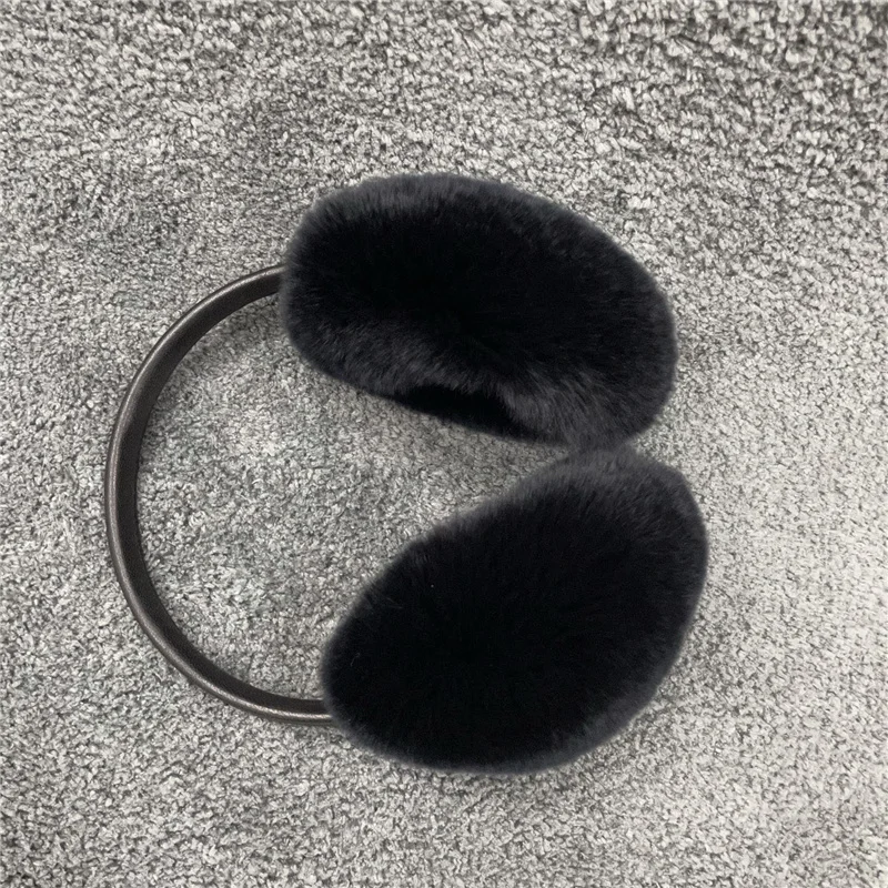 Natural 100% rex coelho pele earmuff feminino outono e quente earmuffs capa mais quente protetores de orelha inverno_voghion.com