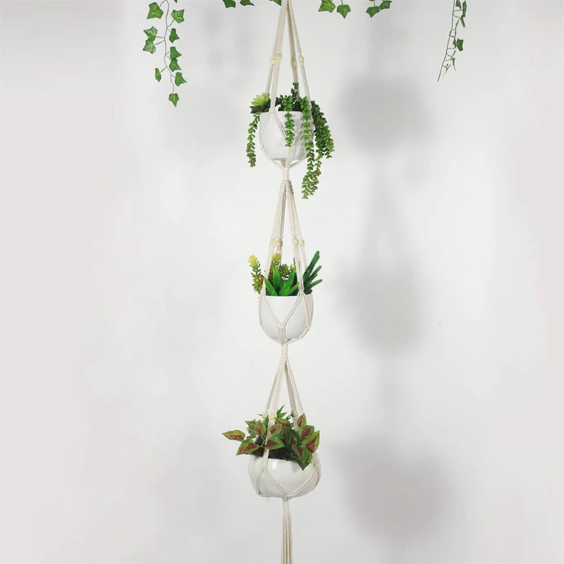 

5 Pack Macrame Plant Hanger and 5 Pcs Hooks Indoor Outdoor Hanging Plant Holder Hanging Planter Stand Flower Pots for Decoration