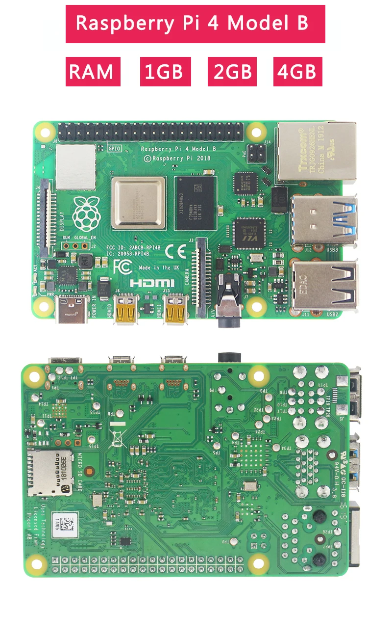 UK Raspberry Pi 4 модели B 1/2/4GB Оперативная память BCM2711 вариант Чехол | SD картой памяти на 32 Гб | переключатель Мощность | Micro HDMI | 9 Слои Чехол | вентилятор