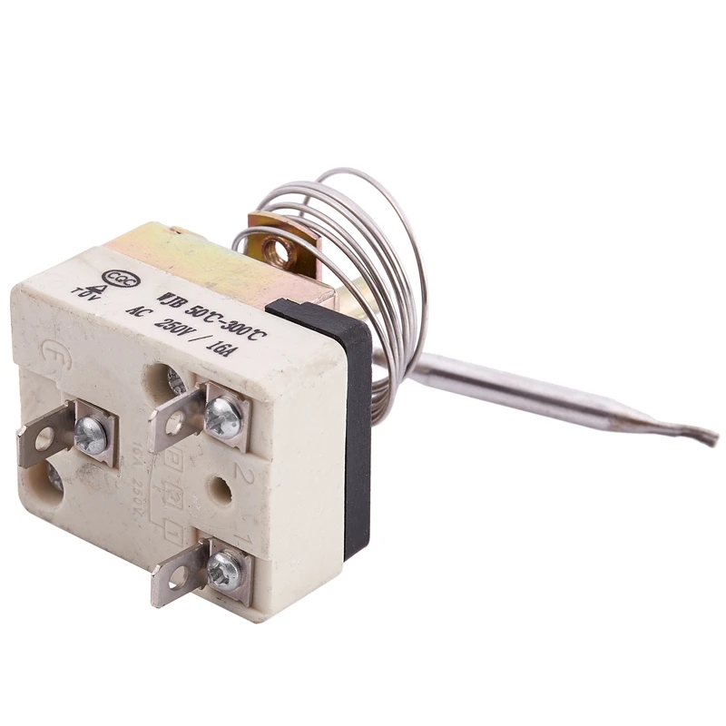 AC 16A 250V 50 to 300 Celsius Degree 3 Pin NC Capillary Thermostat for Electric Oven
