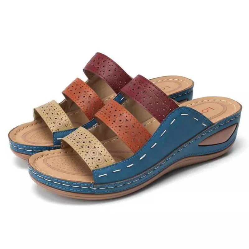 2021 New Women Sandals Slide Stitching Female Sandals Comfortable Flat Sandals Women Open Toe Beach Shoes Woman Footwear WSH4019