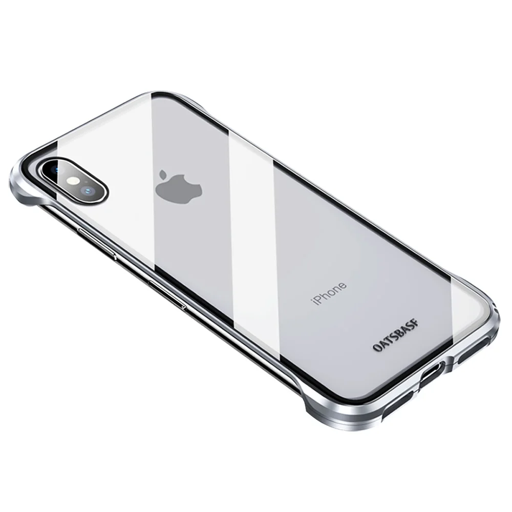 Защитный металлический чехол из закаленного стекла для телефона iPhone XS Max для iPhone X XS прозрачная Противоударная задняя крышка - Цвет: Silver