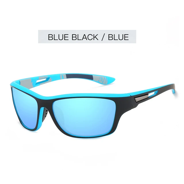 New Mens Polarized for Men Outdoor Sports Windproof Sand Goggle Sun Glasses UV Protection sport sunglasses  bicycles  sunglass Black blue frame ice
