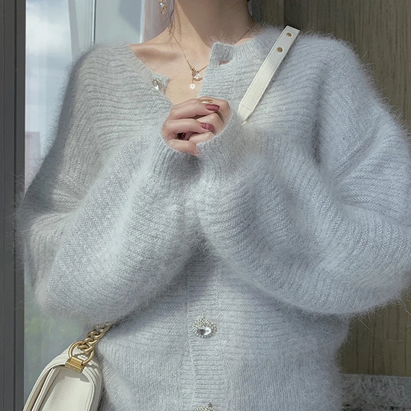 Autumn Knitted Fluffy Cardigan Sweater Women Korean Style White Cardigans  Sweaters Ladies Casual Tops Knitwear Fashion New 2021 - AliExpress