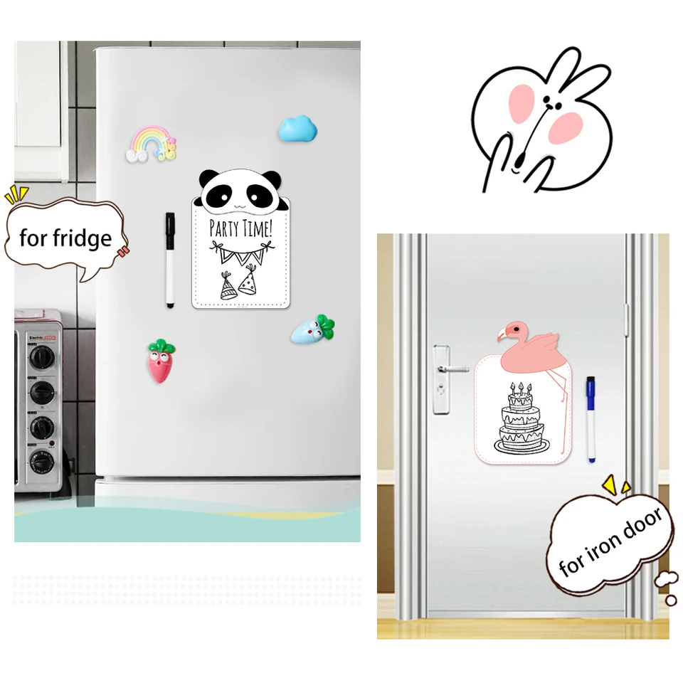 Magnetic Cartoon Fridge Sticker 2 Pcs A5 Size Dry Wipe Writing Message Board Reminder Memo Pad For Refrigerator Kitchen Decor Fridge Magnets Aliexpress