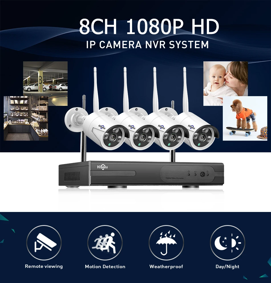 8CH Беспроводной CCTV Системы 1080P 1 ТБ 4 шт. 2MP NVR POE IP IR-CUT наружного видеонаблюдения Камера IP безопасность Системы видеонаблюдение комплект Прямая поставка