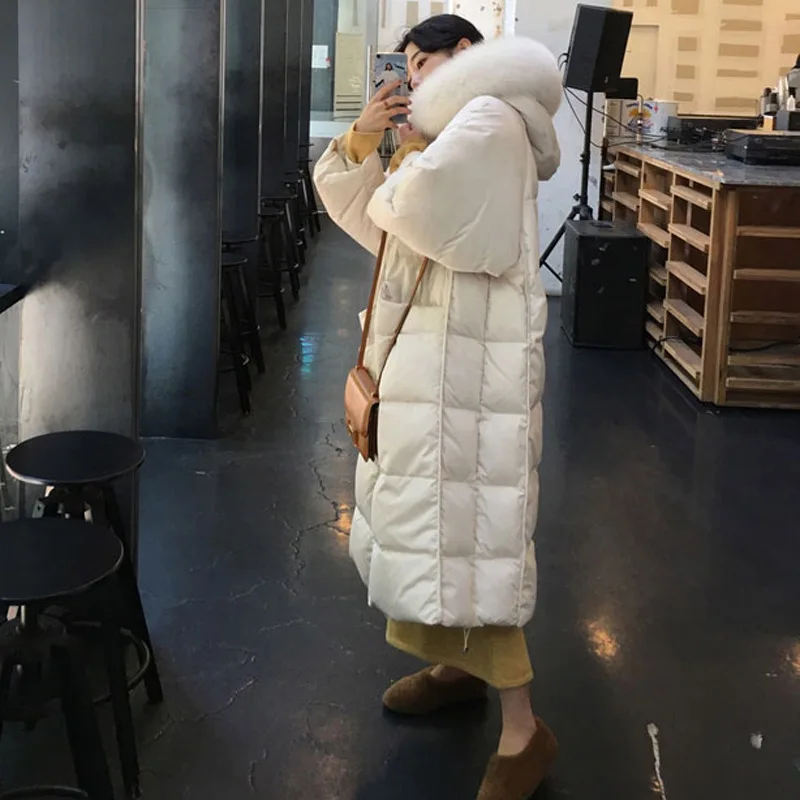 

Cotton-padded Clothes Women's Mid-length 2019 Winter New Style South Korea over-the-Knee Large Fur Collar down Jacket Cotton-pad