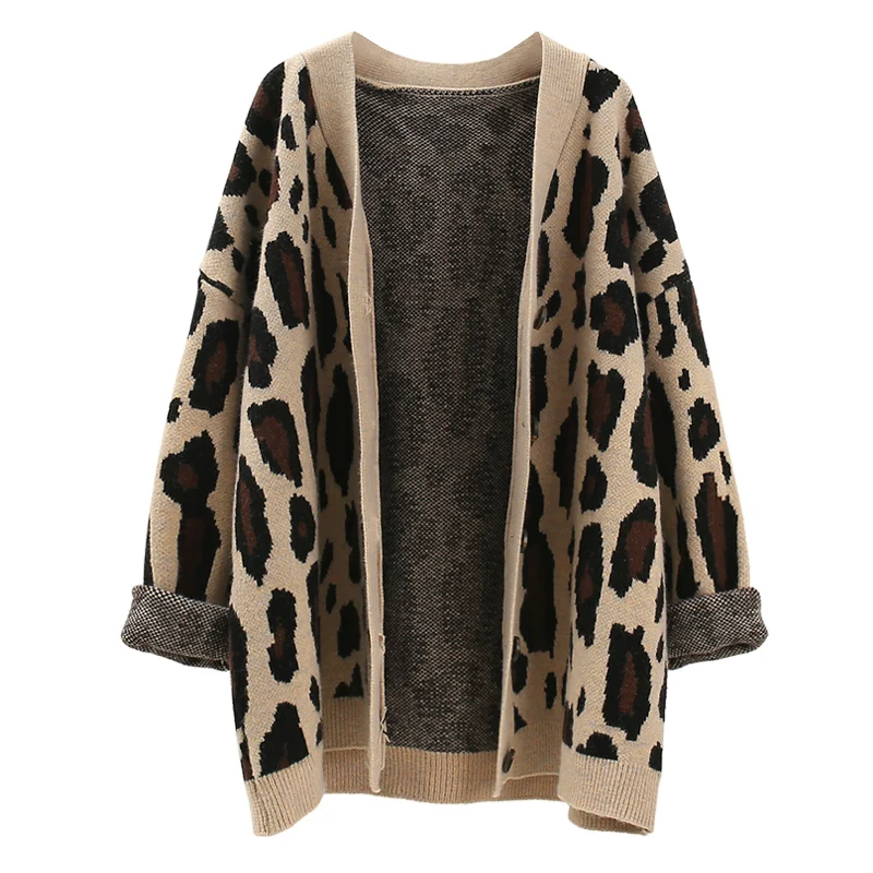 ^*Best Offers 2019 winter leopard women sweater and cardigan loose casual knitted thicken warm female outwear coat tops all match cardigans ^*Best Offers 2019 winter leopard women sweater and cardigan loose casual knitted thicken warm female outwear coat tops all match cardigans