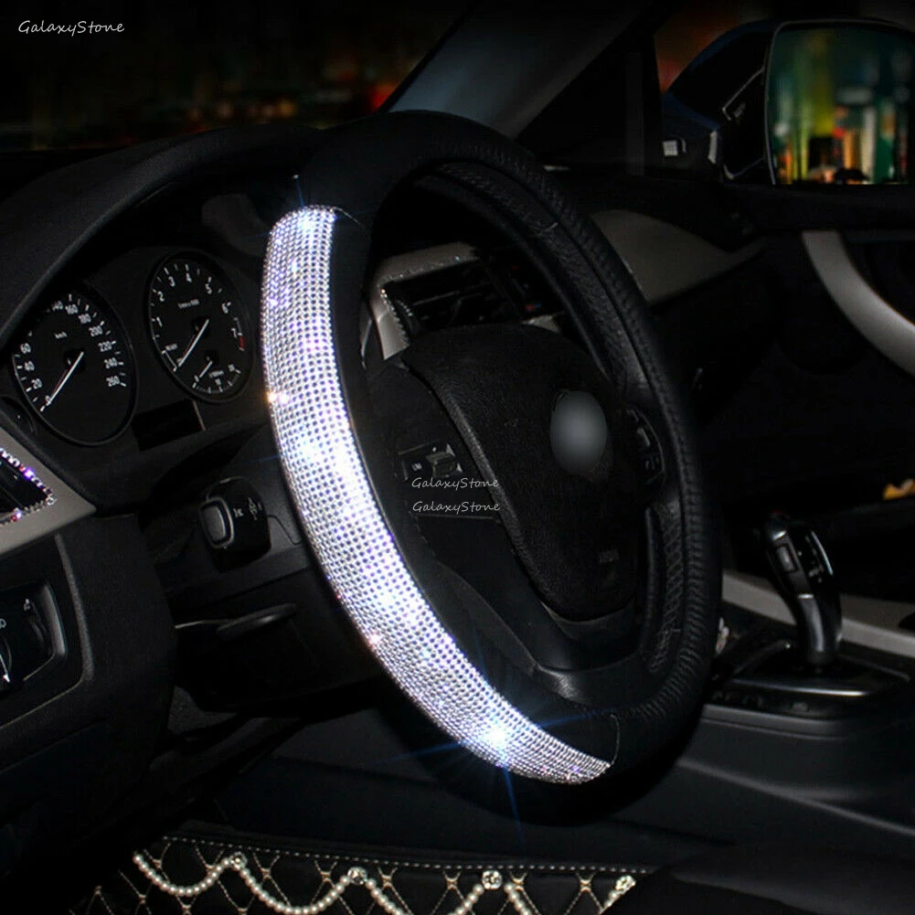 Bling Diamond чехол рулевого колеса автомобиля 38 см Стразы+ из искусственной кожи против скольжения
