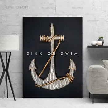 

Home Decoration Canvas Prints Pictures Wall Art Sink Or Swim Letter Painting Modular Modern Nordic Style Poster For Living Room