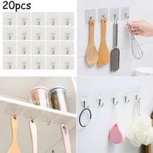 20pcs Strong Transparent Suction Cup Sucker Wall-mounted Hooks Hanger Self Adhesive Hooks Seamless Wall Kitchen Bathroom Hook