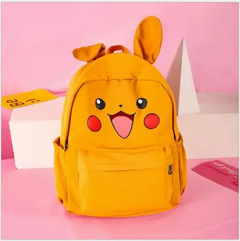 

Pokemon Female Travel Backpack Canvas Casual Pikachu Cute School Bags For Teenage Girls Lady's Kawaii Laptop Mochilas With Ear