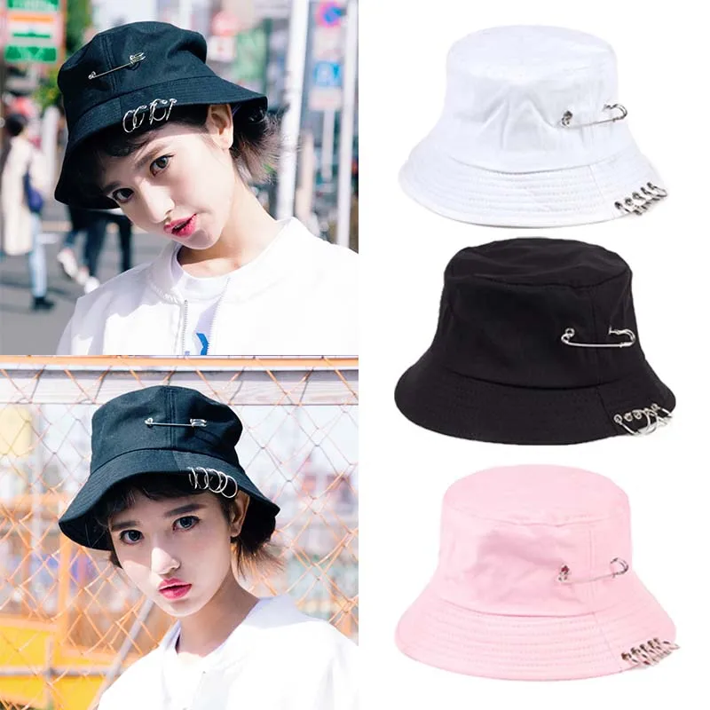

1PC Korean Hat Autumn and Winter Outing Casual Hat Unisex Bucket Hat Pin Rings Sunhat Caps Hats Autumn Tide All-match Sun Hat