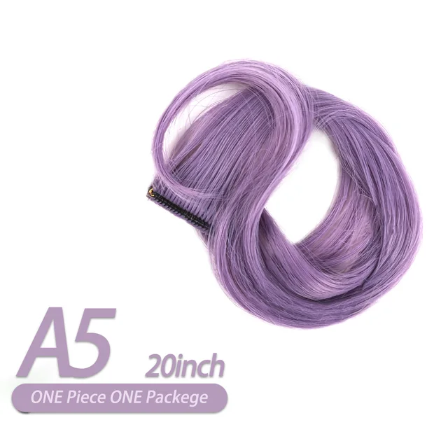 AIYEE Hair Extensions Pure RainBow Hairpiece Clip In Hair Piece Synthetic Long Straight Ombre Pink Red Rainbow Hair Piece A5