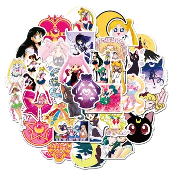 

10/50pcs New Anime Sailor Moon Water Ice Moon Stickers Motorcycle Skate Notebook Guitar Suitcase PVC Waterproof Stickers