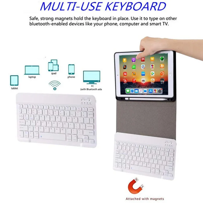 Keyboard Leather Case Backlit Folio Cover Wireless Bluetooth Keyboard for iPad 10.2 TU-shop