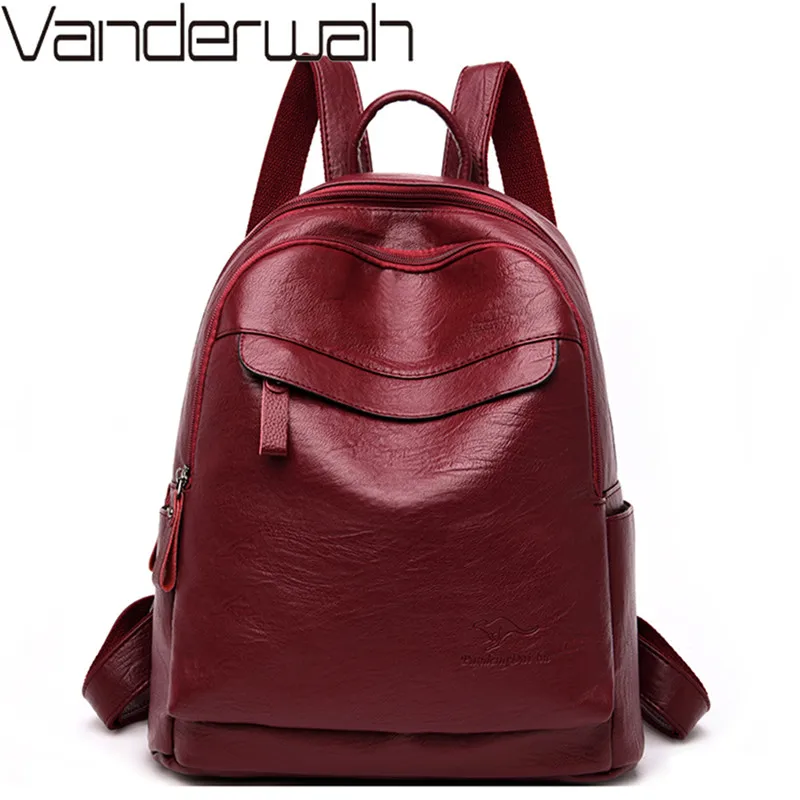Lunxury винтажный Женский мягкий кожаный рюкзак Sac Dos элегантный школьный рюкзак для девочек большой емкости женский дорожный рюкзак