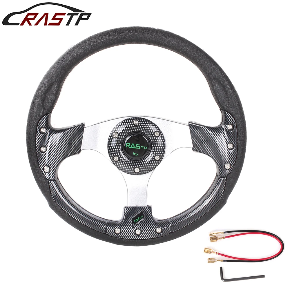

RASTP-Universal 13 Inch PU Auto Racing Steering Wheels Drifting Sport Steering Wheel 6 Blots RS-STW018-TP