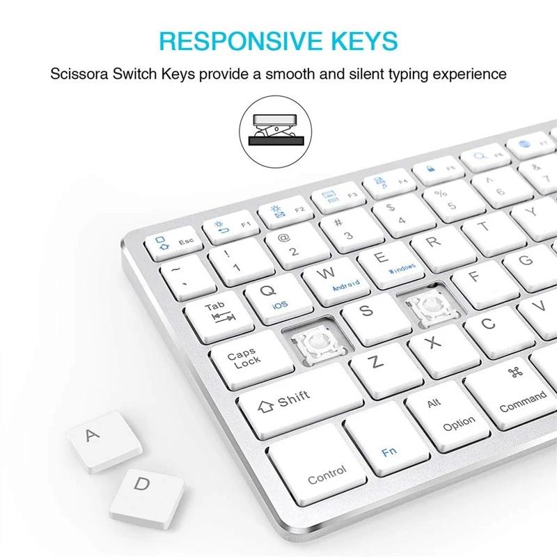 Bluetooth клавиатура перезаряжаемая портативная BT беспроводная клавиатура с номером для ноутбука для ПК, планшета Windows IOS Android