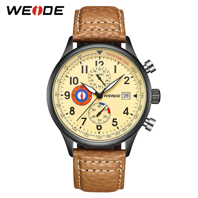 

WEIDE Men Watch Relogio Masculino Analog Military Watch Army Date Leather Strap Dial Clock Quartz Watch Wristwatch Men's Watches