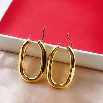 

Japanese Korean popular woman earrings designer gold stainless steel retro U exaggerated large earrings luxury jewelry 2020 new