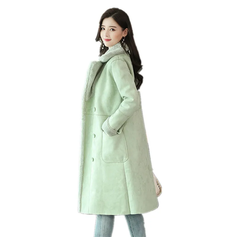 

Fur Coat Artificial 2019 new Blue Green Woman Plush Coat Medium and Long Section Avant-garde Fashion Coat Faux Fur