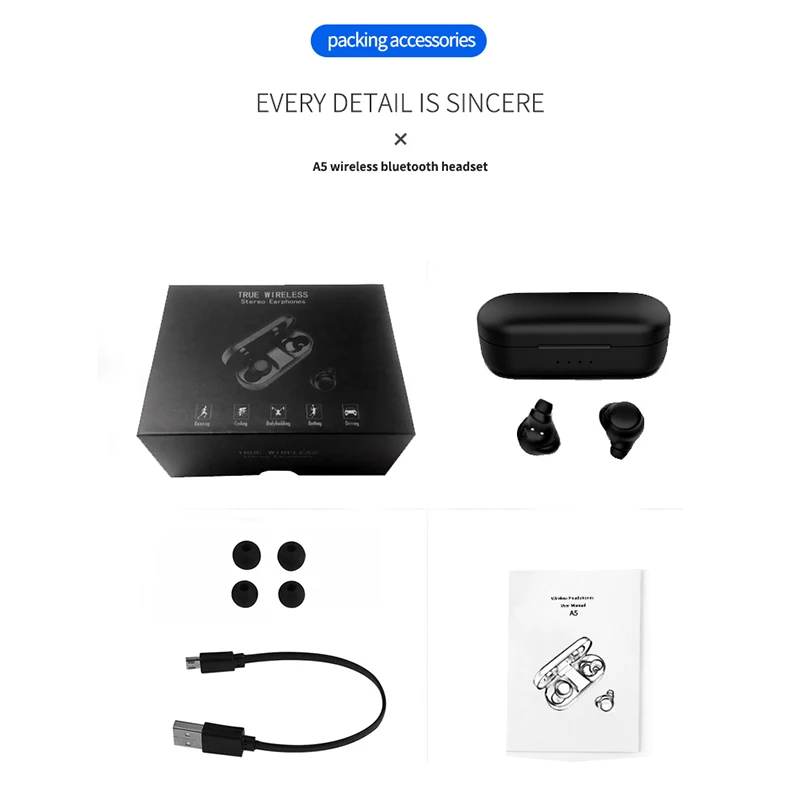 TWS бинауральные Bluetooth 5,0 наушники беспроводные наушники сенсорное управление водонепроницаемый шумоподавление Спортивная гарнитура 3h музыкальное время