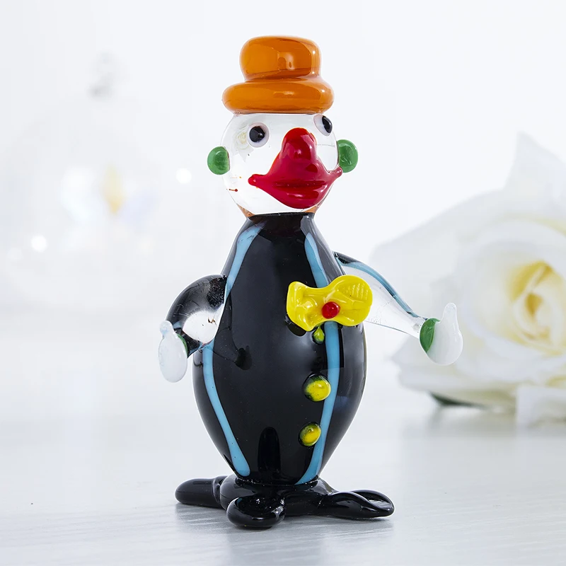 

H&D Hand Blown Funny Clown Figurines Collection Murano Art Glass Craft Joker Halloween Decoration Gift Home Dollhouse Ornament