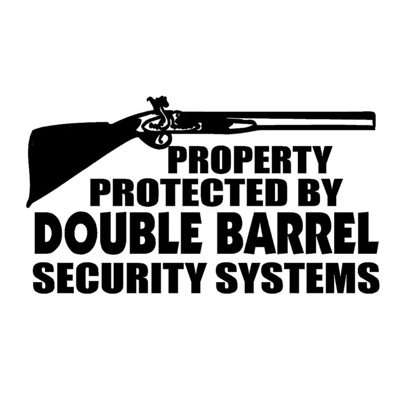 

Hot Sell Double Barrel Shotgun Property Protected Car-Sticker and Decals for Car Window Sunscreen Car Accessories PVC 18*10cm