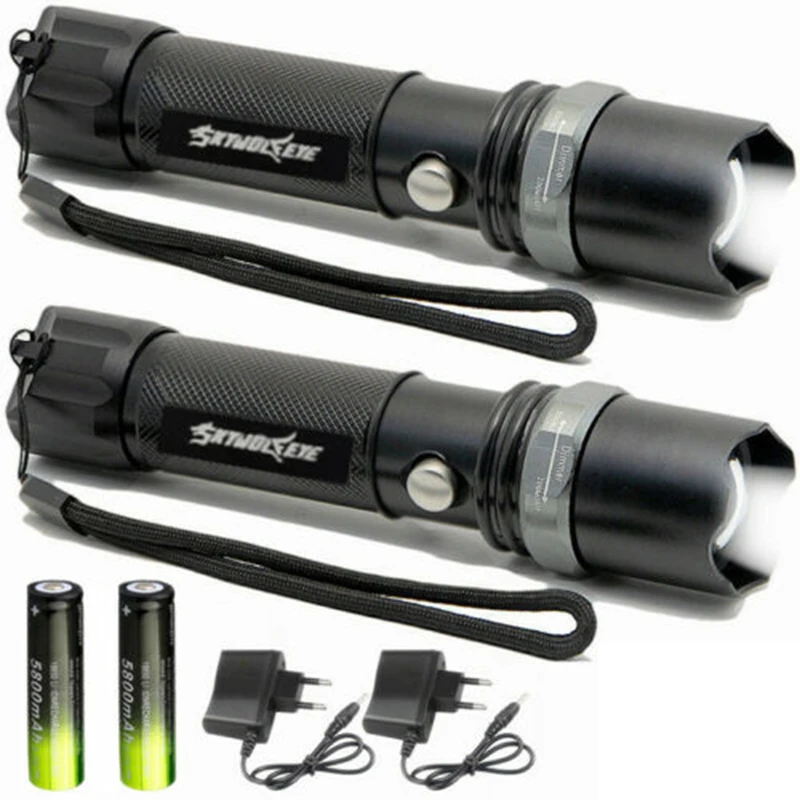 

2pcs Portable Gray XML2 U2-1A EDC LED Flashlight torch lanterna bike self defense Camping Household light lamp for bicycle