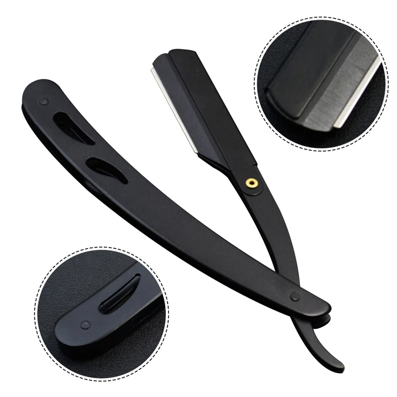 Single Copper Handle Razor Barber Tools Hair Razor and Blades Antique Black Folding Shaving Knife