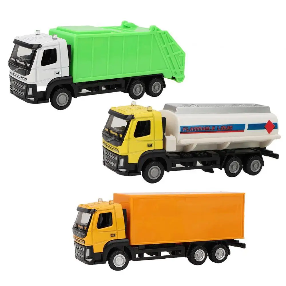 Детская имитация инерции мусоровоз санитария Модель автомобиля игрушки с тремя мусором - Цвет: Alloy  3pcs