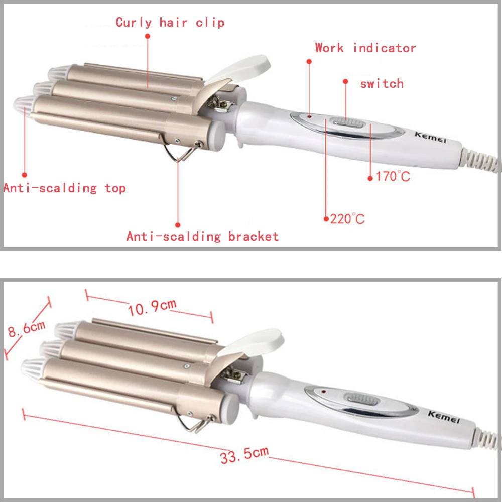 Kemei щипцы для завивки волос профессиональные инструменты для ухода за волосами и укладки волнистый стайлер для завивки волос щипцы для завивки волос krultang iron 5