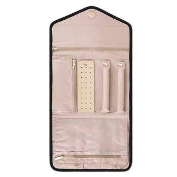 

Travel Jewelry Organizer Roll Foldable Jewelry Case for Journey-Rings, Necklaces, Bracelets, Earrings, Black