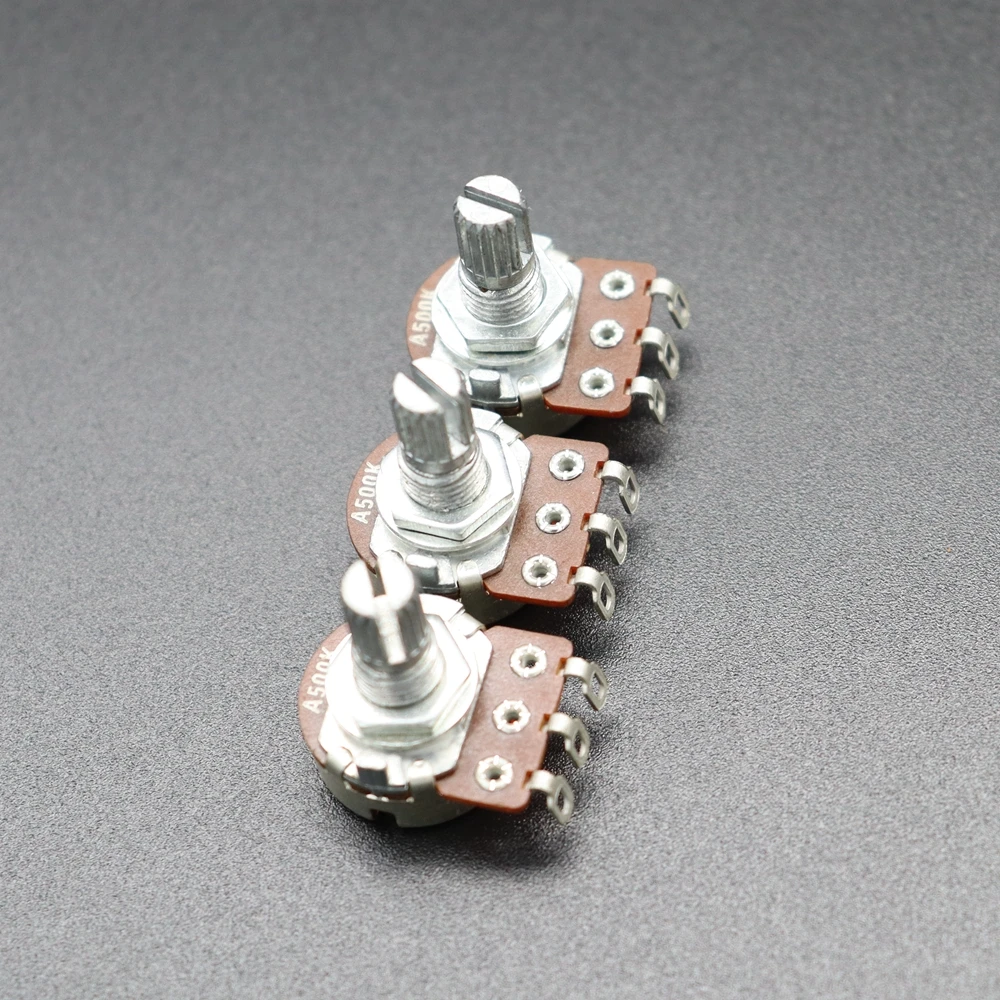 3Pcs A500K Guitar Potentiometer Knurled Shaft Audio Taper PotentiometerA/B Type Volume Control Pots Switch Chrome