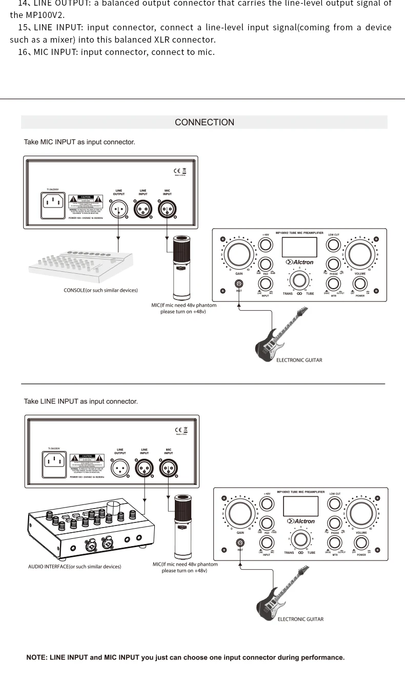 Alctron MP100V2 звукозаписывающий студийный ламповый и fet микрофонный предусилитель с многофункциональными ручками, тщательно усиливает каждый сигнал