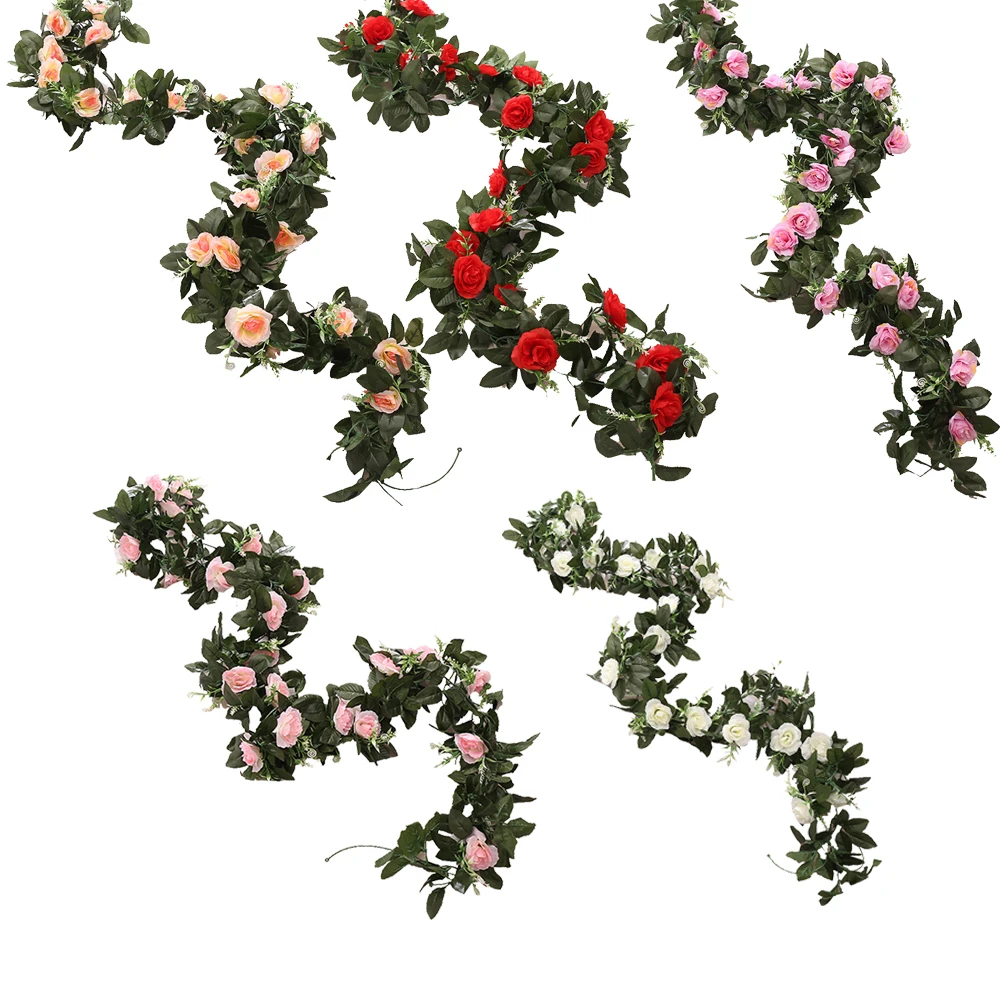 Имитация искусственной розы лоза дома свадьба дома для внутреннего и наружного декора реквизит подвесные корзины настенные украшения, цветок лоза