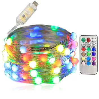 

10M 10 LED USB Fairy String Lights Waterproof RGB Twinkle Lights Decor Christmas Tree Wedding Party Firefly Garland With Remote